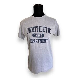 5/$35     Brisco Brands Unisex Tee Sz M Gray Spellout Unathletic Department 1994